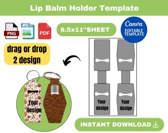 Modèle de support de baume à lèvres, support de baume à lèvres SVG, modèle de porte-clé de support de baume à lèvres, support de baume à lèvres SVG, téléchargement immédiat, modèle blanc,