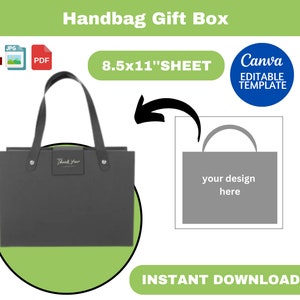 scatola regalo borsetta, scatola regalo borsetta SVG, scatola regalo borsa di lusso, modello borsa di carta Svg, modello borsa bomboniera, modello Canva,