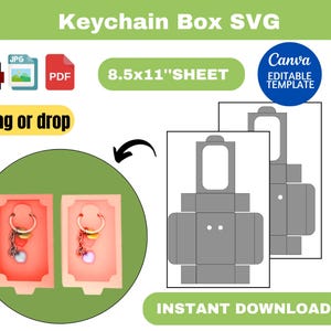 Keychain Box SVG, Keychain Box template, Keychain Packaging,  Keychain Box Display, Keychain Box, keyfob box, keychain template