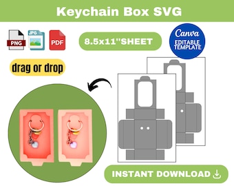Keychain Box SVG, Keychain Box template, Keychain Packaging,  Keychain Box Display, Keychain Box, keyfob box, keychain template
