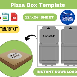 Pizza box template, Pizza box SVG, Pizza box, Mini Pizza Box Template, party favor box, gift box, box svg, canva template, instant download
