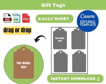 Gift Tag Template, Hang Tag Template, Gift Tag SVG, Gift Tag Template SVG, Thank you Tag template, digital Tag template