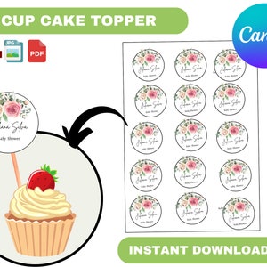Cupcake Topper SVG, Geburtstag Cake Topper Vorlage, Cake Topper Kreis Etiketten, Partybevorzugung Cupcake Topper Vorlage