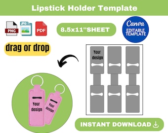 Lip Balm Holder Template, Lip Balm Holder SVG, Lip Balm Holder Keychain Template, Chapstick Holder SVG, instant download, BLANK template