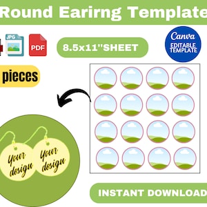 Round Earring template, Circle Earring Template, Earring template, Round Earring template SVG, Earring Sublimation Template