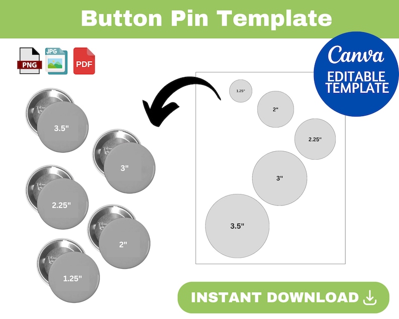 Button Pin Template Bundle, Button Pin Svg, Pin Button Blank Svg ,pin ...