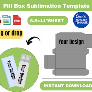 Pillendose Vorlage, Pillendose Vorlage SVG, Pillendose, Pillendose Sublimationsbox, Geschenkbox, Partybevorzugung, Canva-Vorlage, sofortiger Download