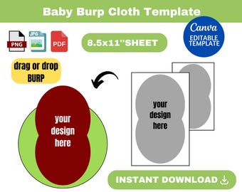 Baby Burp Cloth Template, baby purp cloth SVG, Baby Burp Cloth for Sublimation, Baby Boy or Girl Burp Template, Label, Wrap,Burp Sublimation