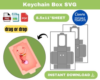 Keychain Box SVG, Keychain Box template, Keychain Packaging,  Keychain Box Display, Keychain Box,  keyfob box, keychain template