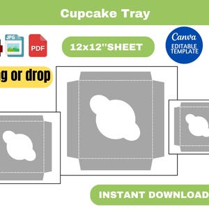 Cupcake tray, cupcake tray SVG, cupcake tray template, Cupcake Stand, Stand Box Template Cupcake Template, canva template, instant download