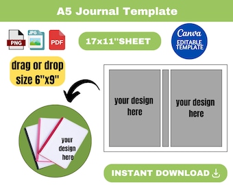 A5 journal template, journal template, journal template SVG, A5 note book Template for Sublimation SVG, Cover and Spine Canva,canva template