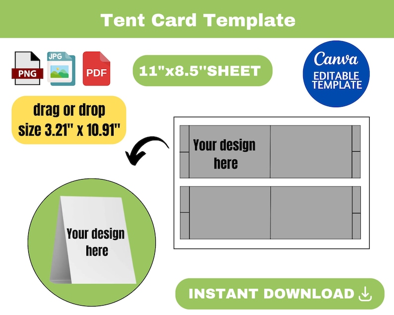 Tent Card Template, Tent Card Svg, Folded Note Card Template, Food