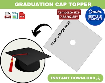 Graduation Cap Topper, Graduation Cap Template, Custom Graduation Cap SVG Template, Graduation Hat Template, Graduate template