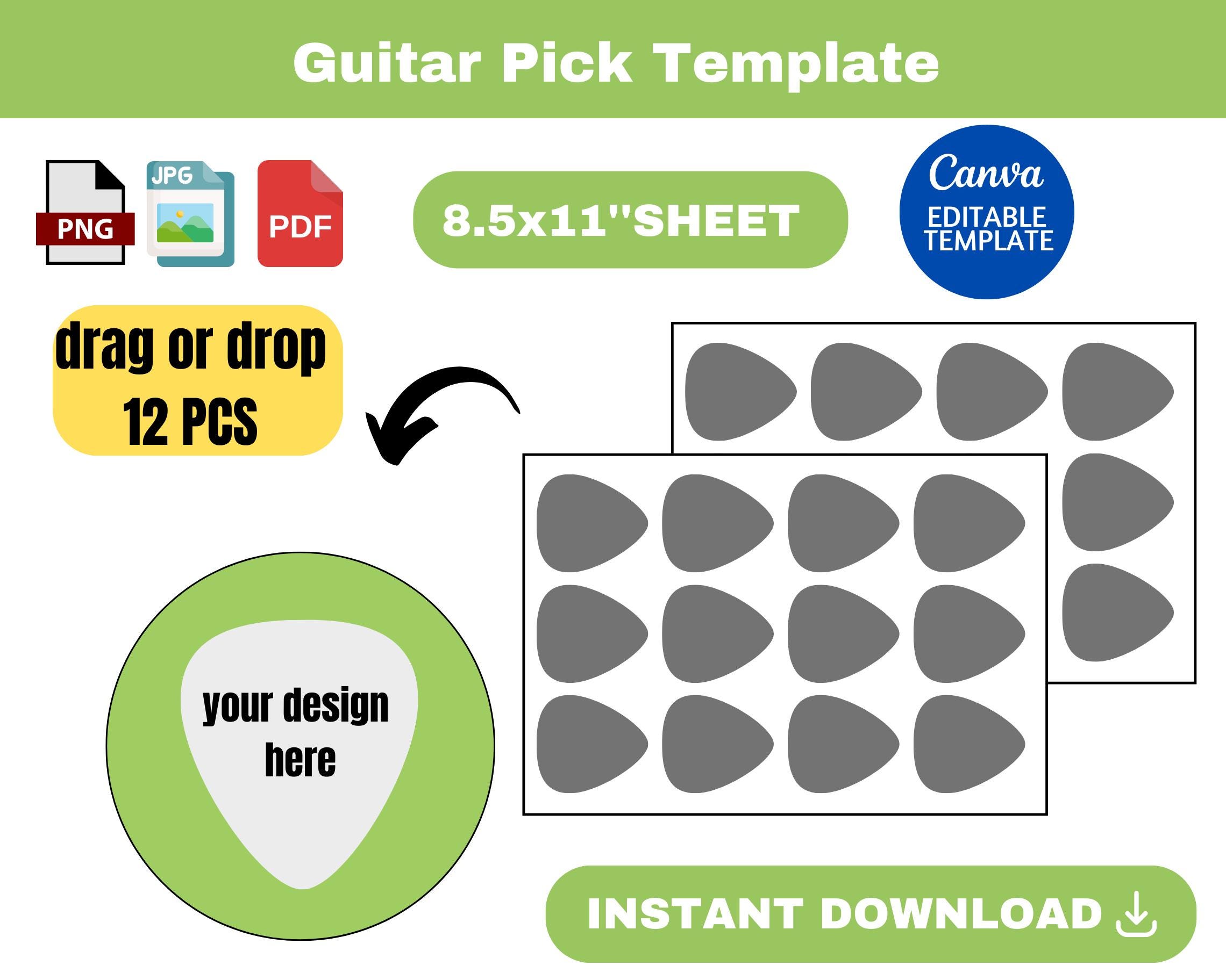 Guitar Pick Template, Guitar Pick SVG, Guitar Music Pick Template ...