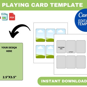 Blank Playing Card Template,  Poker Card Template, Playing Card Template , DIY Playing Card, Editable Trading Card Template, canva