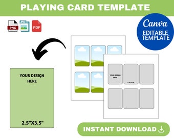 Blank Playing Card Template,  Poker Card Template, Playing Card Template , DIY Playing Card, Editable Trading Card Template, canva