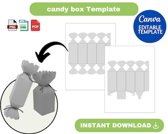 Modèle de boîte de bonbons, boîte de bonbons SVG, boîte en forme de bonbon svg, boîte de cadeau, modèle de boîte cadeau de bonbons, boîte cadeau svg, boîte Svg pour Cricut