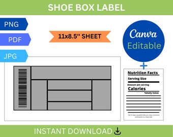 Schoenendoos labelsjabloon, sneaker vak sjabloon, schoenendoos labelsjabloon, schoenendoos label, schoenendoos SVG, gunst vak etiketten, vak etiketstickers