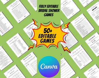 50+ Bridal Shower Games template Bundle, Printable Bridal Shower Games, Wedding Shower Games, Bride Groom Fun Games Bundle, Wedding games