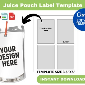 Juice pouch label template, Juice Label Mockup, Party Favor template, Blank Juice Pouch Label, Juice Label Party, Birthday Party Templates