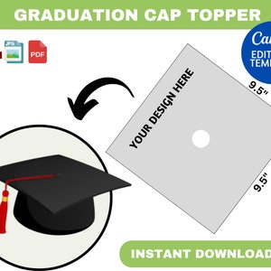 Graduation Cap Topper, Graduation Cap Template, Custom Graduation Cap SVG Template, Graduation Hat Template, Graduate template.