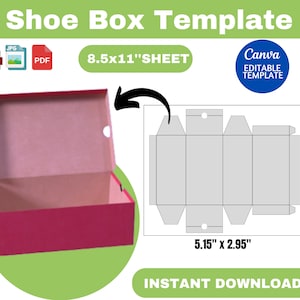 Shoe Box Template, Shoe Box SVG, Sneaker Box Template, Shoe box label svg, Gift Box Svg , Party Favors box, Shoe Box, canva template,