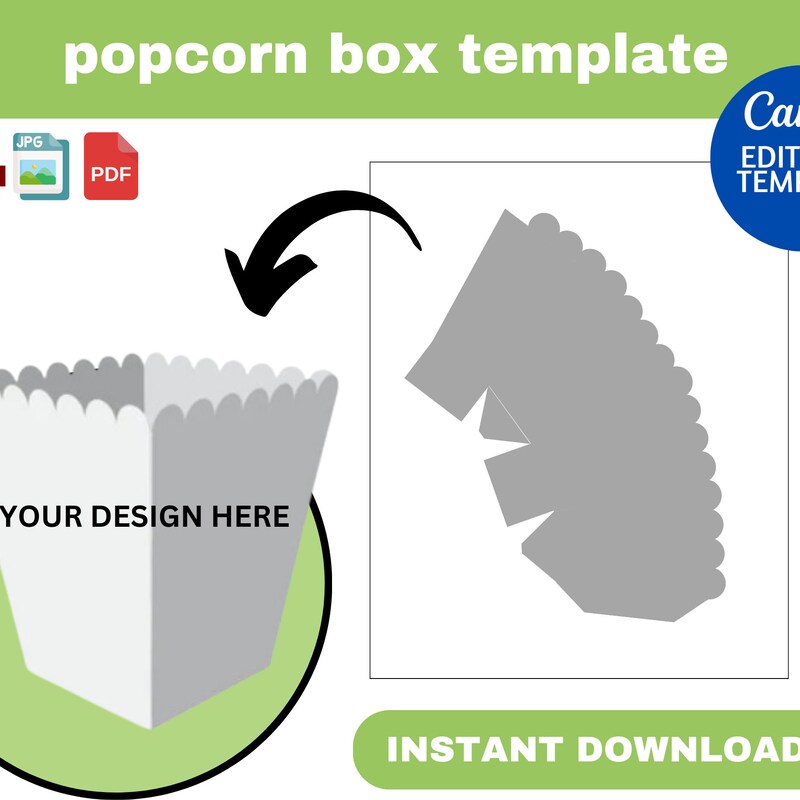Popcorn Bucket Template.pdf Popcorn Boxes - Etsy