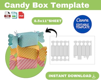 modèle de boîte de bonbons, boîte de bonbons SVG, boîte de bonbons, boîte en forme de bonbons svg, modèle de boîte cadeau bonbons, boîte cadeau de fête, boîte de cadeau, boîte Svg