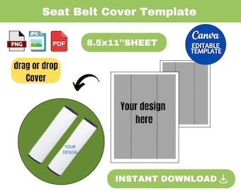 Seat belt cover template, seat belt cover SVG, seat belt cover, seat cover, Cover Sublimation Template,  Label, Wrapper,  Blank Seatbelt