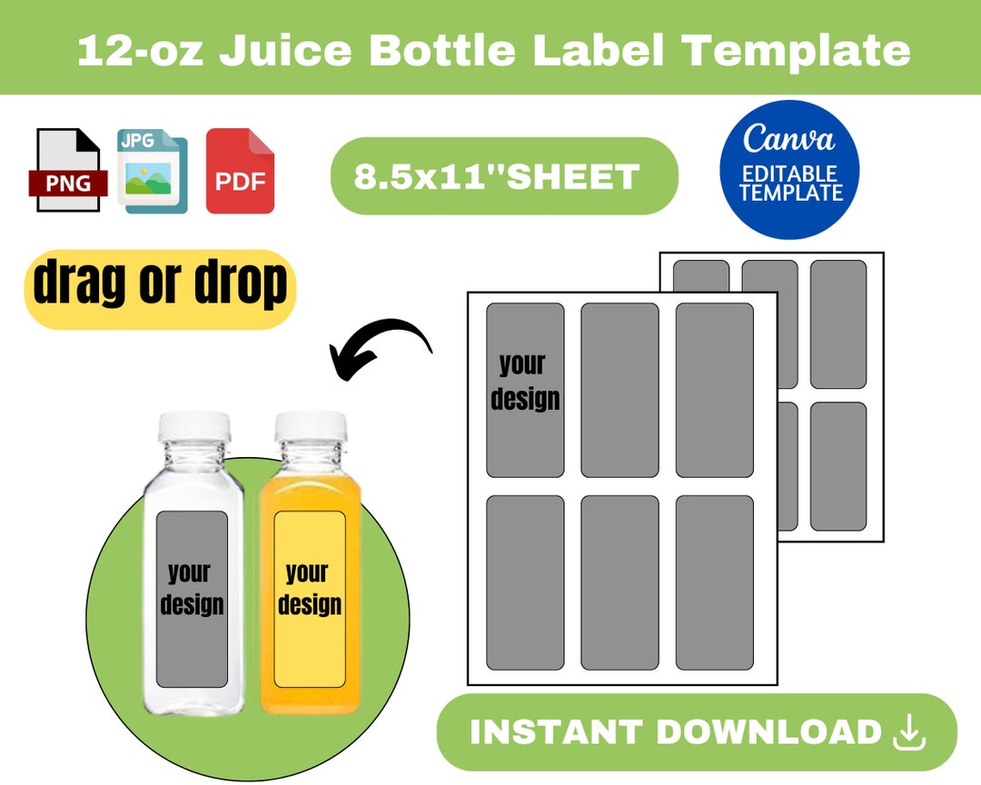 Juice Label Template, Juice Label Template SVG, Juice Bottle Label ...