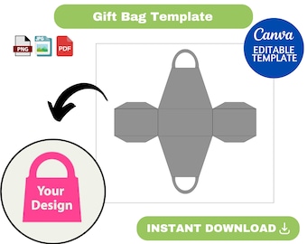 Gift Bag Template, Paper Bag Template Svg, Gift Bag Svg, Birthday Bag Template, Party Favor Template, Party Paper Bag Template