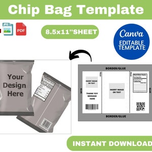 Chip Bag Template, Blank Chip Bag, Custom chip bag label, DIY chip bag wrapper template, Party favor Chip Bag, Chip bag svg template,