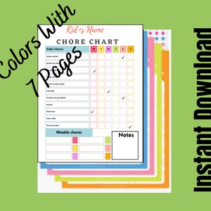 Chore Chart for Daily Routine, Chore Chart for Kids, Kids Chore, Chore ...