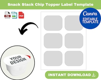 Snack Template, Snack Stack Chip Topper Label Template, Party Favor Template, Chip Bags, Potato Snack Stack Label, Snack Stake template