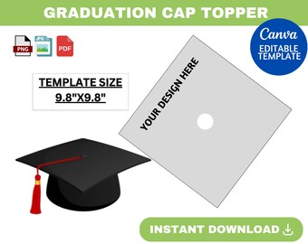 Topper de casquette de remise des diplômes, modèle de casquette de remise des diplômes, modèle SVG de casquette de remise des diplômes personnalisé, modèle de chapeau de remise des diplômes, modèle diplômé