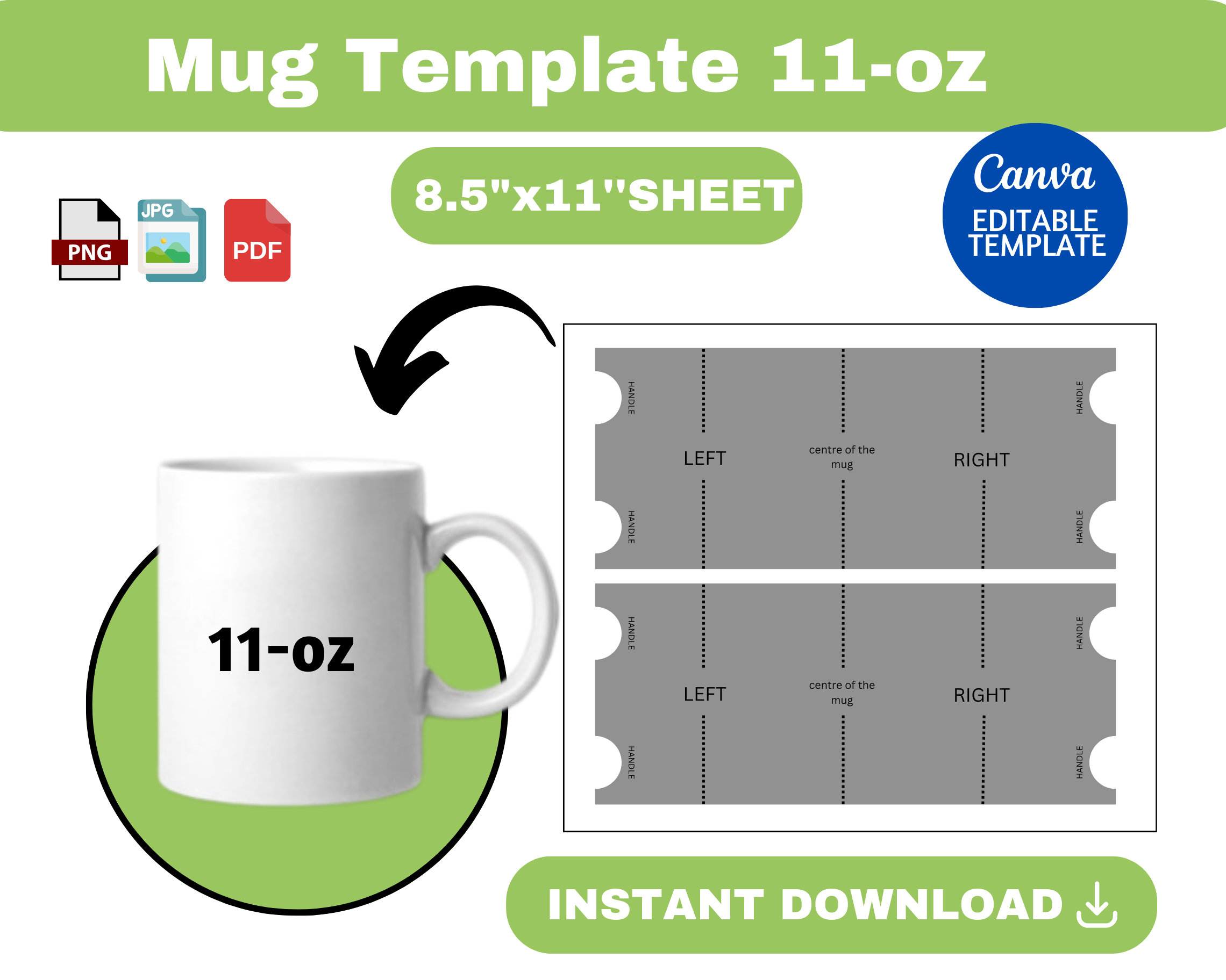 11oz Mug Template Mug Wrap Template Sublimation Template Mug Cup