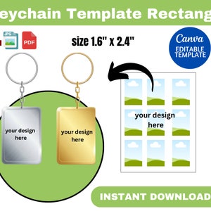 Keychain Rectangle SVG, Keychain Template Rectangle, Keychain Rectangle, Keychain Display, Keychain Canva Template, instant download