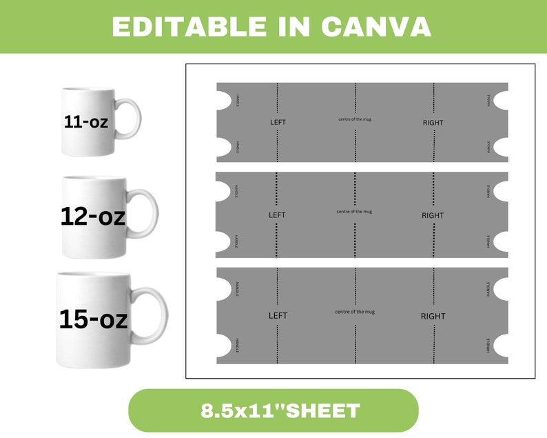 Mug Template Bundle 11oz 12oz 15oz Mug Wrap Template Sublimation