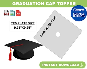 Graduation Cap Topper, Graduation Cap Template, Custom Graduation Cap SVG Template, Graduation Hat Template, Graduate template