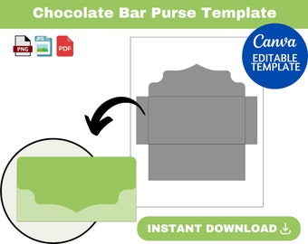 Chocolate Bar Purse Template, Chocolate Bar Template, Bar Purse Template, Candy Bar Template, Custom Chocolate Template, Canva Template