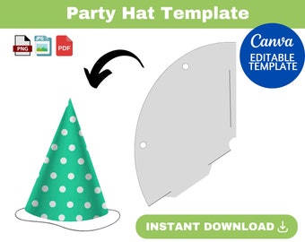 Party Hat Template, Party Hat Svg, Birthday Hat Template, Paper Hat Template, Blank Hat Template, No Glue Party Hat Template, party favors