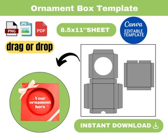 Ornament box SVG, Ornament box template, Ornament Packaging, Ornament Box Display, Ornament Box Canva Template, instant download