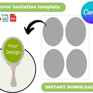 faire-part miroir, modèle d'invitation miroir, faire-part Quinceanera miroir, faire-part d'anniversaire princesse, étiquette, emballage, fichier coupé,