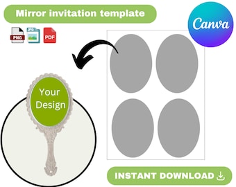 mirror invitation, mirror invitation template, Mirror Quinceanera Invitation,  Princess birthday invitation, Label, Wrapper, Cut File,