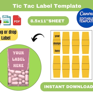 Tic tac label template, tic tac label SVG, tic tac label, Tic Tac Blank Wrapper, tictak template, custom Label, party favor label,  Warpper,