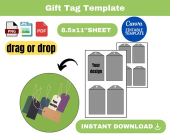 Gift Tag Template, Hang Tag Template, Gift Tag SVG, Gift Tag Template SVG, Thank you Tag template, digital Tag template, instant download
