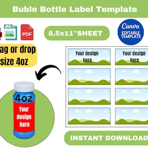 buble bottle Labels template, buble bottle Labels template SVG, buble bottle Wrapper Template, label, Blank Label Template, canva template