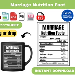 Marriage Nutrition Fact, Marriage Nutrition Fact SVG, Gift for Marriage svg, Mug svg, Marriage shirt svg, Marriage cut file svg
