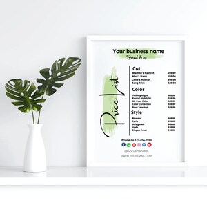 Modelo de lista de preços editável, folheto de lista de preços Canva, guia de preços para impressão, modelo de preços de salão de beleza, lista de preços de unhas para pequenas empresas