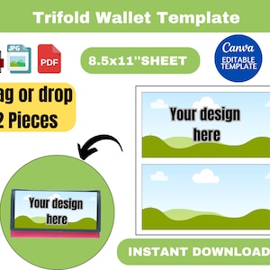 Trifold wallet template, Trifold wallet SVG, Money Wallet, wallet template, trifold wallet, canva template, instant download